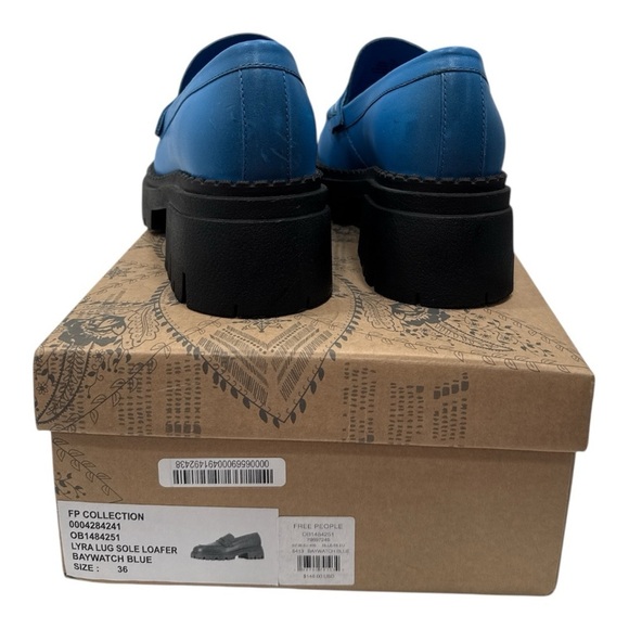 Free People Lyra Lug Sole Leather Loafers in Baywatch Blue size 36 US 6 - Picture 6 of 12